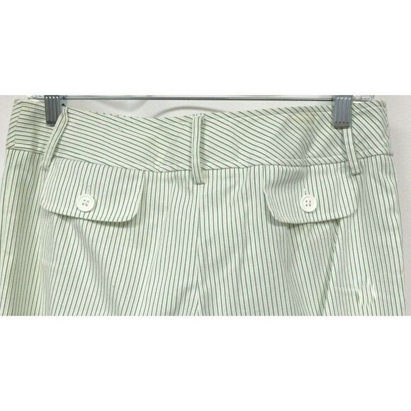 Ann Taylor Loft Sz 2 Marisa Cuffed Capri Pants Pinstripe White with Green - Picture 4 of 5